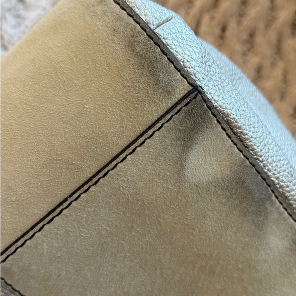 Vintage VERSACE Hobo Beige‎ Leather Suede Fringe Tassel Fringe Hand Bag Tassle - Picture 13 of 15